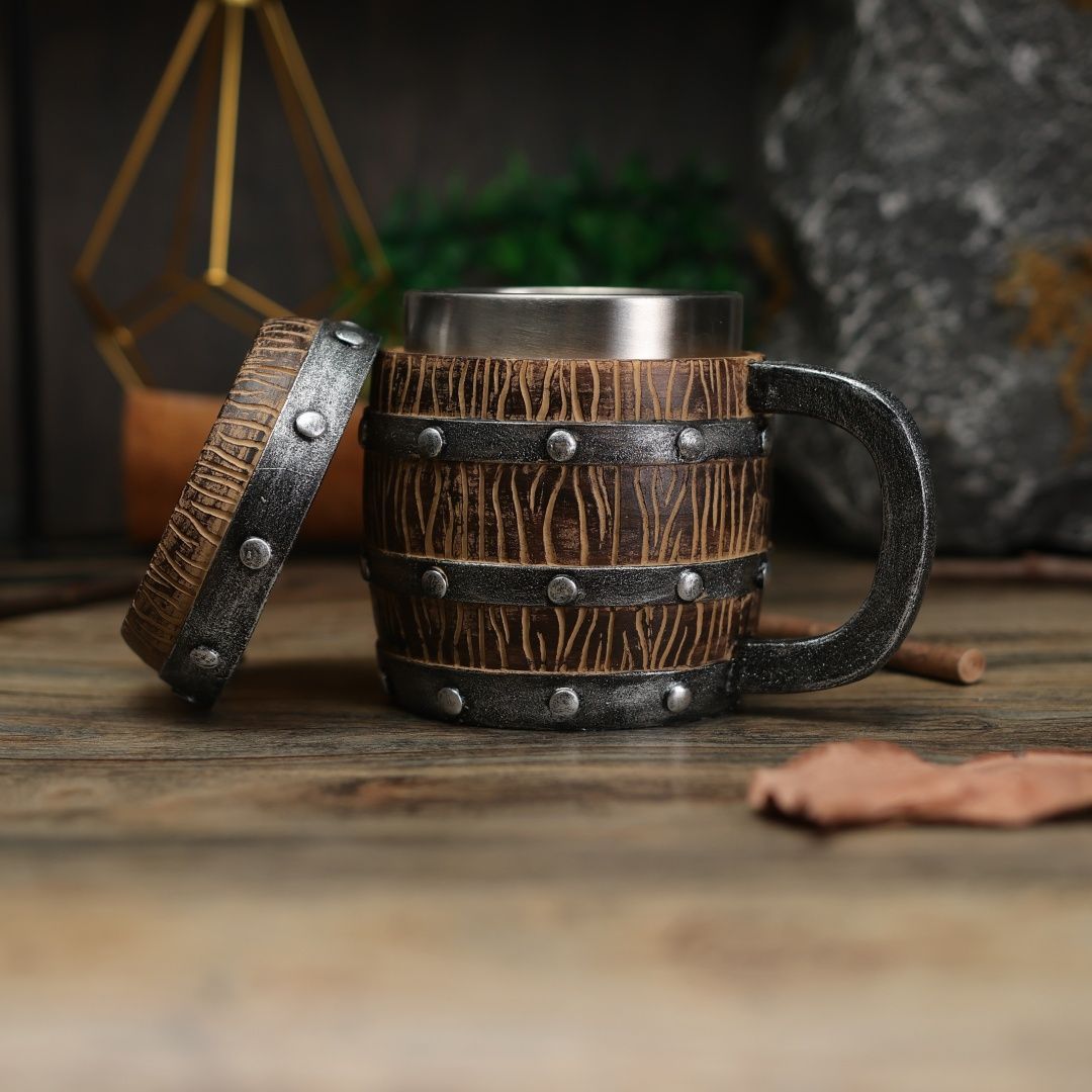 Caneca Barril De Madeira