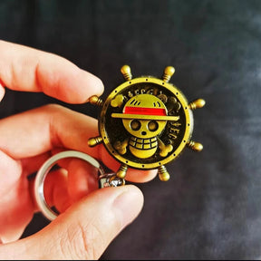 Rotatable Stress Relief Fidget Spinner Straw Hat Keychain