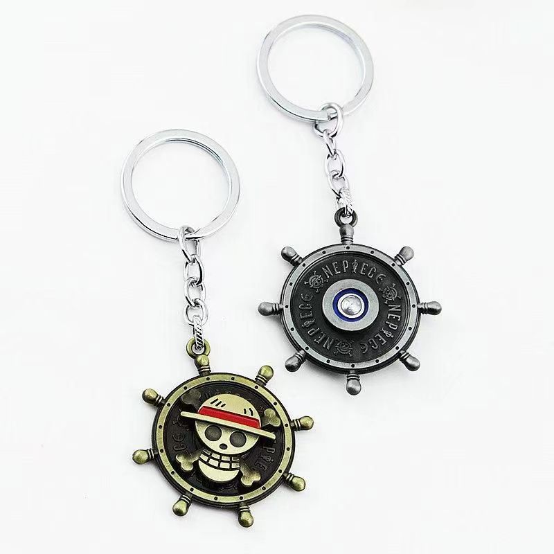 Rotatable Stress Relief Fidget Spinner Straw Hat Keychain